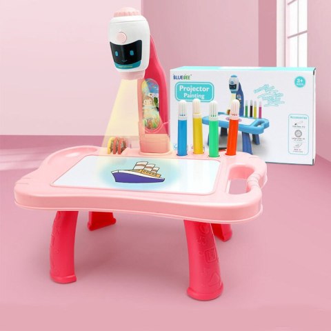 LEAN Toys Mini Projektor Robot Stolik 2w1 Akcesoria Różowy