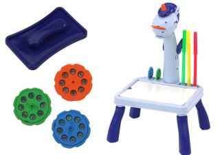 LEAN Toys Mini Projektor Stolik Tetris 2w1 Jednorożec Niebieski