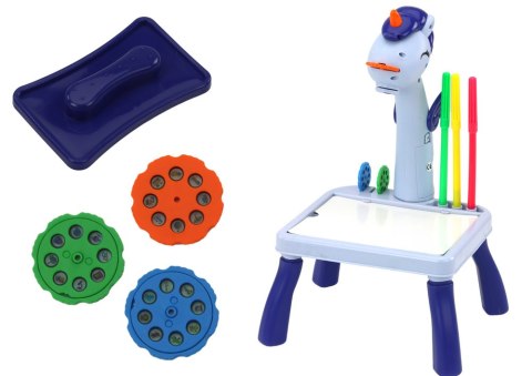 LEAN Toys Mini Projektor Stolik Tetris 2w1 Jednorożec Niebieski