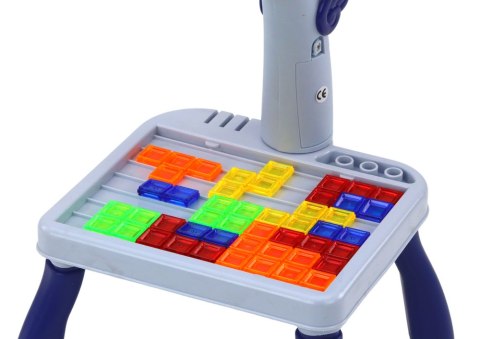 LEAN Toys Mini Projektor Stolik Tetris 2w1 Jednorożec Niebieski