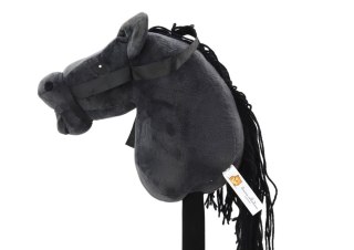 LEAN Toys Pluszowa Głowa Konia Na Kiju Hobby Horse Koń Długowłosy Czarny Dźwięki