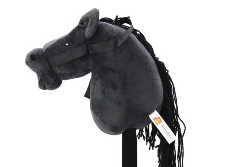 LEAN Toys Pluszowa Głowa Konia Na Kiju Hobby Horse Koń Długowłosy Czarny Dźwięki
