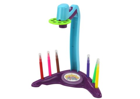 LEAN Toys Projektor Do Rysowania 3 Wymienne Dyski Pisaki Fioletowy