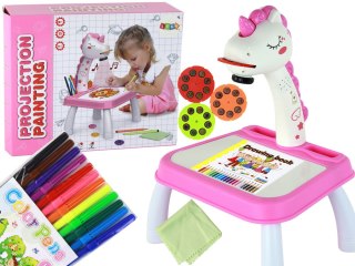 LEAN Toys Projektor Do Rysowania Jednorożec Pisaki Wkładki Różowy