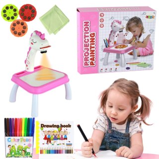 LEAN Toys Projektor Do Rysowania Jednorożec Pisaki Wkładki Różowy