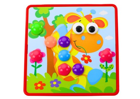 LEAN Toys Puzzle Obrazkowe Kolorowe Przyciski Do Uzupełniania 12 Obrazków