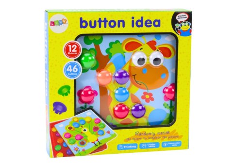 LEAN Toys Puzzle Obrazkowe Kolorowe Przyciski Do Uzupełniania 12 Obrazków