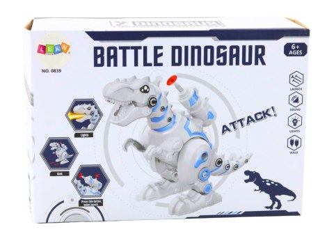 LEAN Toys Robot Dinozaur Z Wyrzutnią Strzałek Światła Dźwięki Biały