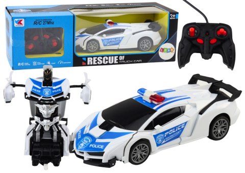 LEAN Toys Samochód R/C Policyjny 2w1 Auto Robot Dźwięki Światła