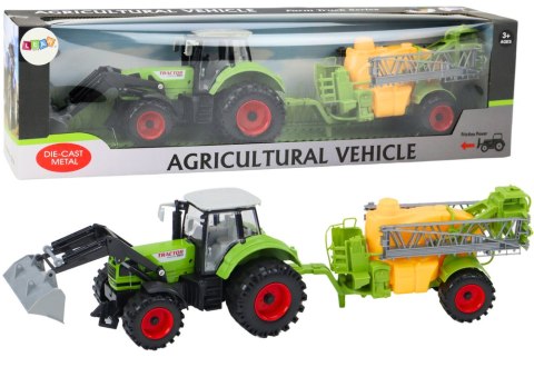 LEAN Toys Traktor Rolniczy Koparka Z Opryskiwaczem Napęd Zielony