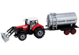 LEAN Toys Traktor Rolniczy Koparka z Cysterną Napęd Czerwony