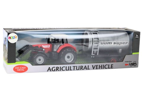LEAN Toys Traktor Rolniczy Koparka z Cysterną Napęd Czerwony