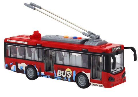 LEAN Toys Trolejbus Autobus 1:16 Światła Dźwięki Napęd Czerwony