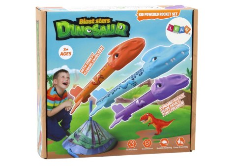 LEAN Toys Wyrzutnia Rakiet Gra Dinozaury Las Kolorowe Pompka