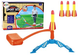 LEAN Toys Wyrzutnia Rakiet Piankowych Pompka 3 Sztuki Żółty