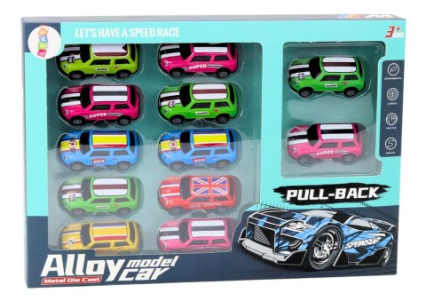 LEAN Toys Zestaw Autek Resoraków Napęd Kolorowe 12 Sztuk