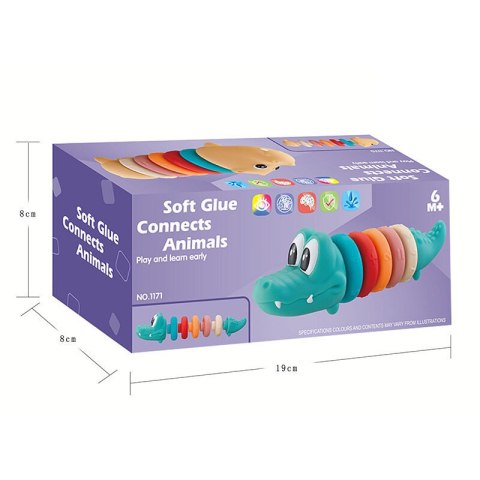 LEAN Toys Zestaw Edukacyjny Dla Malucha Miękka Piramidka Krokodyl