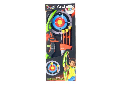 LEAN Toys Zestaw Łucznika Łuk Tarcza Kołczan Strzały 3 Szt Światło