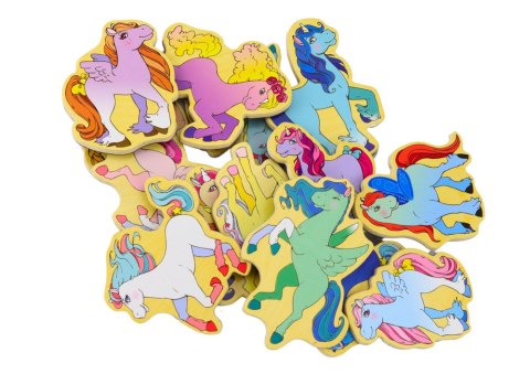 LEAN Toys Zestaw Magnesów Drewnianych Jednorożce Kolorowe 20 Sztuk