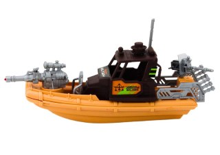 LEAN Toys Zestaw Militarny Wojskowy Łódź Bojowa Żołnierze Akcesoria Dźwięki