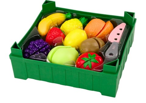 LEAN Toys Zestaw Owoców Do Krojenia w Skrzynce 9 El Nóż Zielony