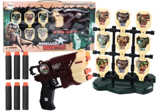 LEAN Toys Zestaw Pistolet Z Tarczą Strzałki Piankowe Dinozaury Brązowy