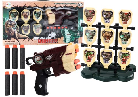 LEAN Toys Zestaw Pistolet Z Tarczą Strzałki Piankowe Dinozaury Brązowy