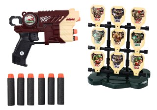 LEAN Toys Zestaw Pistolet Z Tarczą Strzałki Piankowe Dinozaury Brązowy