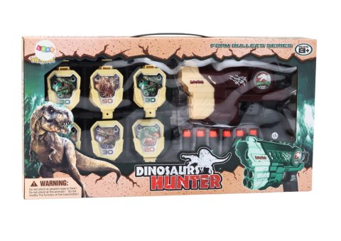 LEAN Toys Zestaw Pistolet Z Tarczą Strzałki Piankowe Dinozaury Brązowy