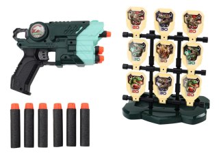 LEAN Toys Zestaw Pistolet Z Tarczą Strzałki Piankowe Dinozaury Zielony