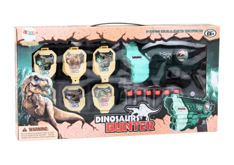 LEAN Toys Zestaw Pistolet Z Tarczą Strzałki Piankowe Dinozaury Zielony
