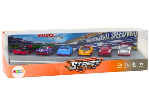 LEAN Toys Zestaw Resoraków 1:64 Autka Sportowe Metalowe Pojazdy Mix 6 ele.