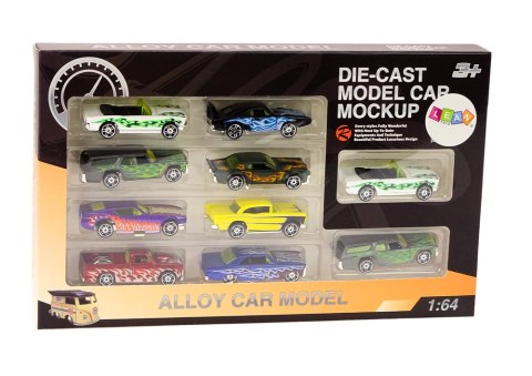 LEAN Toys Zestaw Resoraków Autka 1:64 Metalowe 10 Sztuk
