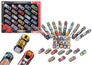 LEAN Toys Zestaw Resoraków Autka Samochody Z Napędem Kolorowe 25 Sztuk