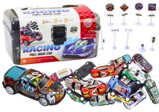 LEAN Toys Zestaw Resoraków W Walizce 25szt Znaki Drogowe Samochody