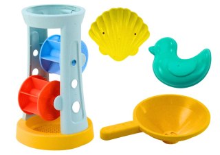 LEAN Toys Zestaw Zabawek Do Piasku Młynek Grabki Łopatka Foremki