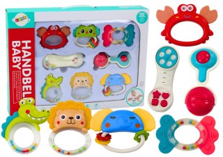 LEAN Toys Zestaw Zabawek Grzechotek Gryzaków Zwierzątka 8 Sztuk