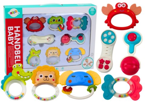 LEAN Toys Zestaw Zabawek Grzechotek Gryzaków Zwierzątka 8 Sztuk