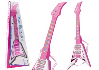LEAN Toys Gitara Elektryczna Dla Dzieci Światła Melodie Różowa