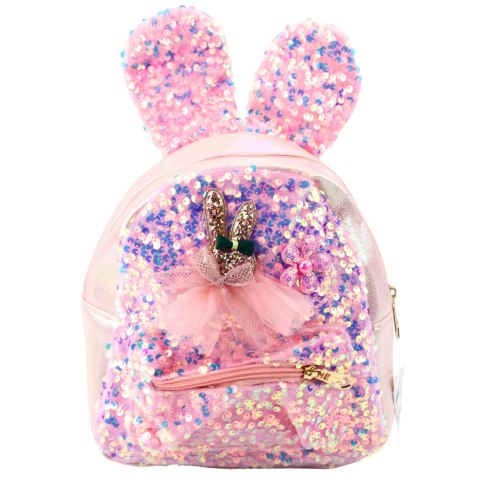 LEAN Plecak Dziecięcy Cekiny Uszy Królika Jasnoróżowy 22cm 4.4L