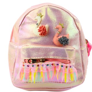 LEAN Toys Plecak Dziecięcy Łabędzie Koronka Ozdoby Różowy 22cm 2,8L