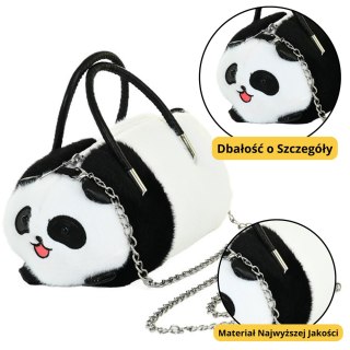 LEAN Toys Pluszowa Torba Panda Uchwyty Metalowy Łańcuszek Czarno Biała 20cm