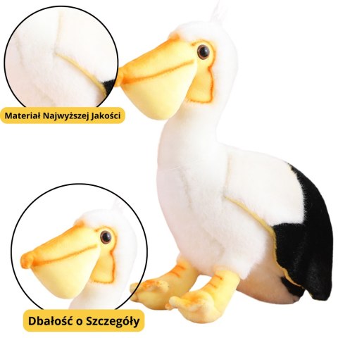 LEAN Toys Pluszowy Pelikan Ptak Pluszak Maskotka Przytulanka 24cm