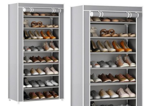 LEAN Stojak 8-Poziomowy Na Buty Organizer Szafa Osłona Pyłoszczelna Szara