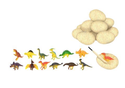 LEAN Toys Zestaw Jaj Dinozaurów Figurki Wykopaliska Gra Planszowa 12 Szt