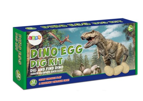 LEAN Toys Zestaw Jaj Dinozaurów Figurki Wykopaliska Gra Planszowa 12 Szt