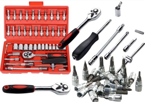 LEAN Zestaw Kluczy Nasadowych 1/4" - 46 Elementów w Walizce
