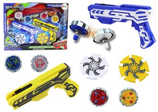 LEAN Toys Zestaw Pistoletów Wyrzutnia 4 Metalowe Krążki Niebieski Żółty Światła