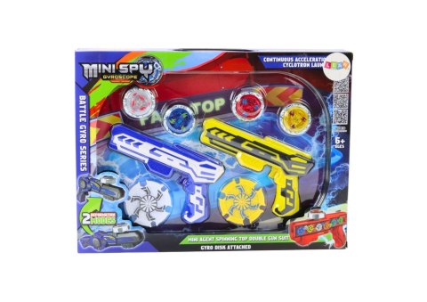 LEAN Toys Zestaw Pistoletów Wyrzutnia 4 Metalowe Krążki Niebieski Żółty Światła