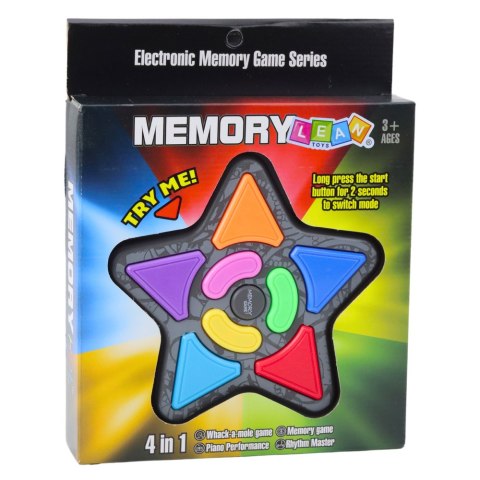 LEAN Toys Elektroniczna Gra Logiczna Memory Gwiazda Światła Dźwięki 4w1